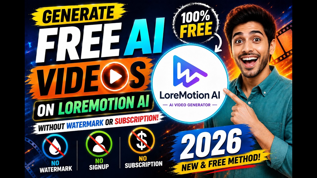 YouTube thumbnail: Generate FREE AI Videos on LoreMotion AI Without Watermark or Subscription (2026)