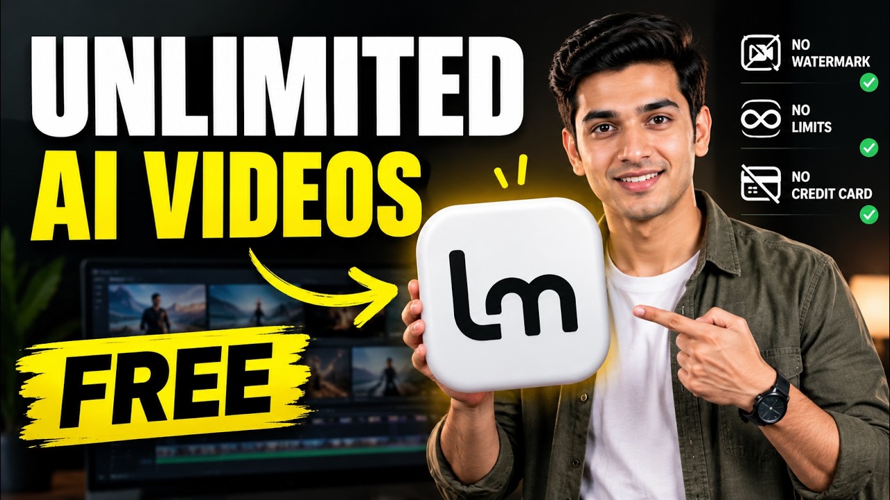 YouTube thumbnail: Truly free and unlimited AI video generator, no watermark, no credit card